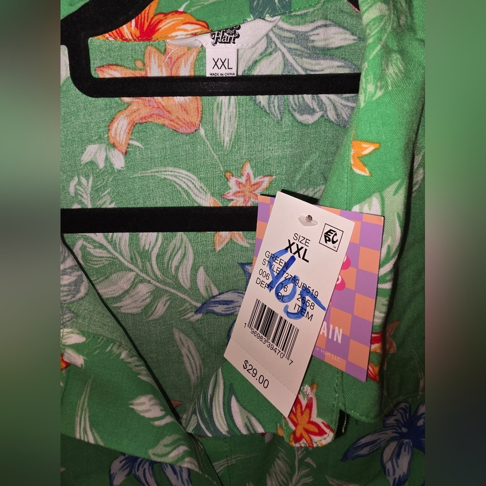 2 For $20 Vacation Ready Floral Shirt Dress Cruise‎ Ready. 100% Rayon - Picture 5 of 7